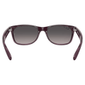 back view of the Ray-Ban New Wayfarer Sunglasses in Matte Violet, Grey Gradiant lens, unisex model