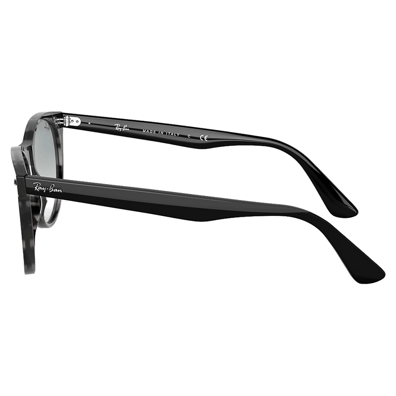 SIde view of the Ray-Ban Wayfarer II Sunglasses in Grey Havana, Photo Azure lens, unisex model