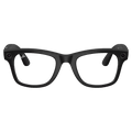 Front view of the Ray-Ban Wayfarer Meta Gen 2 Sunglasses in Matte Black, Photochromic Transitions Grey lens, unisex model