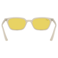 Back view of the Ray-Ban Zaya Sunglasses in Claudy Warm White, Yellow lens, unisex model