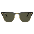Front view of the RayBan Clubmaster Classic Sunglasses in Black, G15 Green lens, unisex model