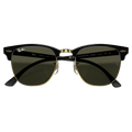 Folded view of the RayBan Clubmaster Classic Sunglasses in Black, G15 Green lens, unisex model