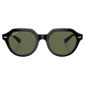 fRONT view of the RayBan Gina Sunglasses in Black, Dark Green Polar lens, unisex model