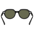 Back view of the RayBan Gina Sunglasses in Black, Dark Green Polar lens, unisex model