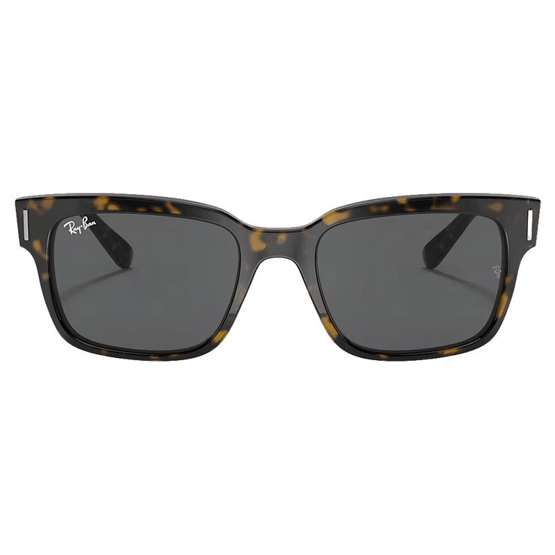 Front view of the RayBan Jeffery Sunglasses in Havana On Transparent Brown, Dark Grey lens, unisex model