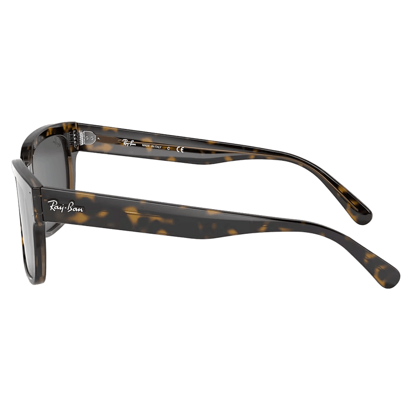 Side view of the RayBan Jeffery Sunglasses in Havana On Transparent Brown, Dark Grey lens, unisex model