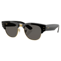 Main view of the RayBan Mega Clubmaster Sunglasses in Black on Gold, Ultra Black lens, unisex model