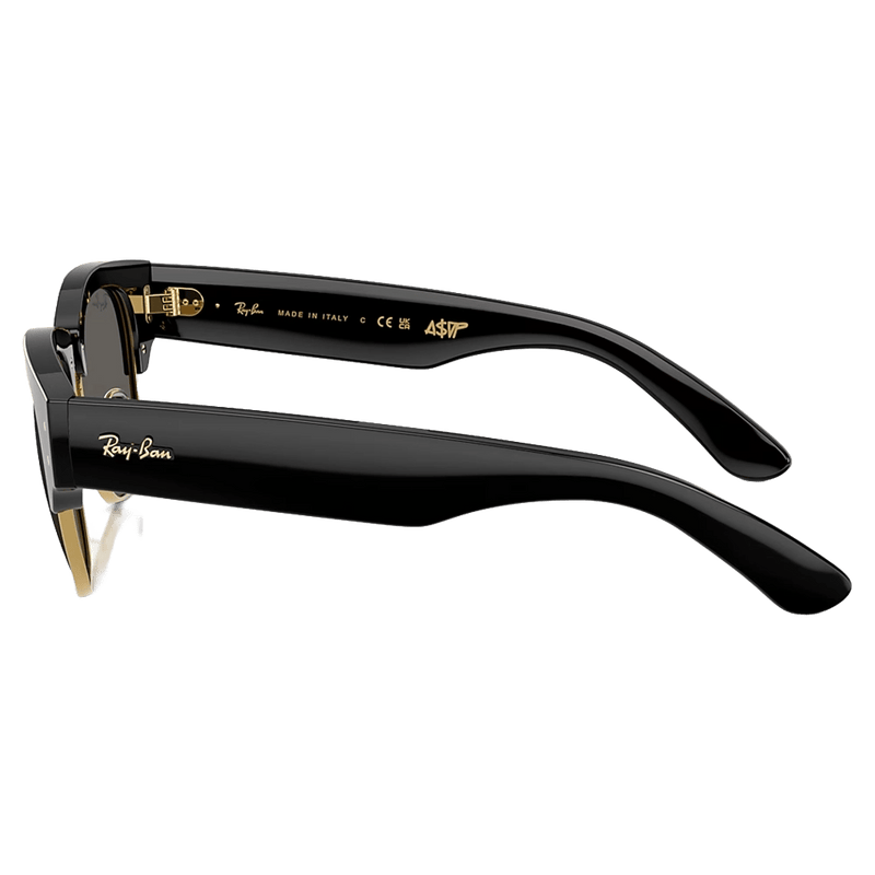 Side view of the RayBan Mega Clubmaster Sunglasses in Black on Gold, Ultra Black lens, unisex model