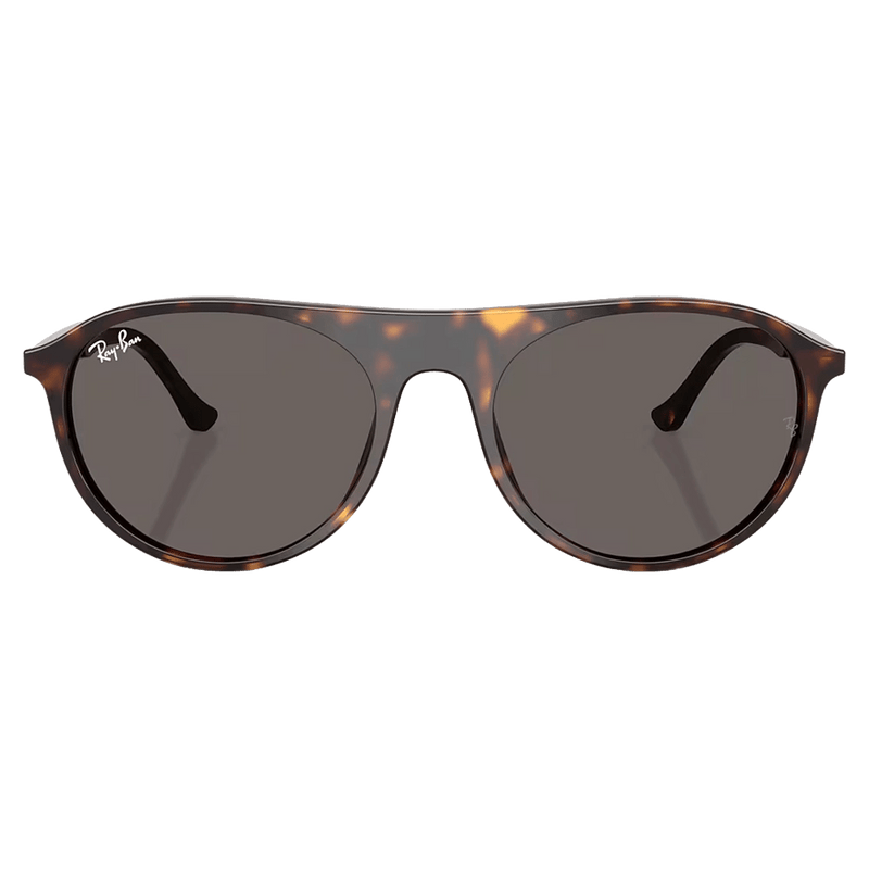 Front view of the RayBan RB2215 Sunglasses in Havana, Dark Grey lens, unisex model
