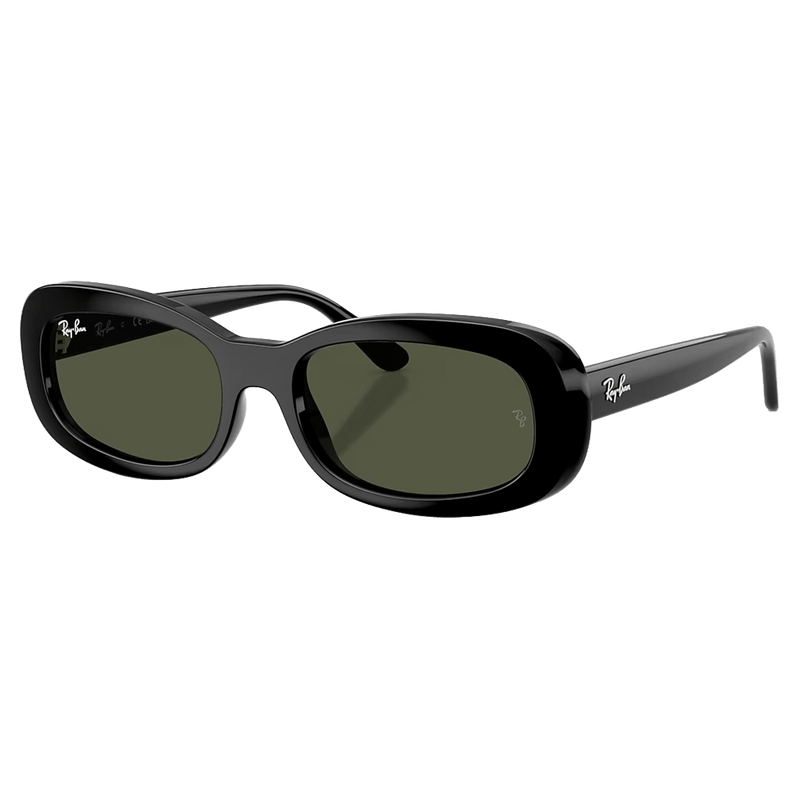 Main view of the RayBan RB2221 Sunglasses in Black, Green lens, unisex model