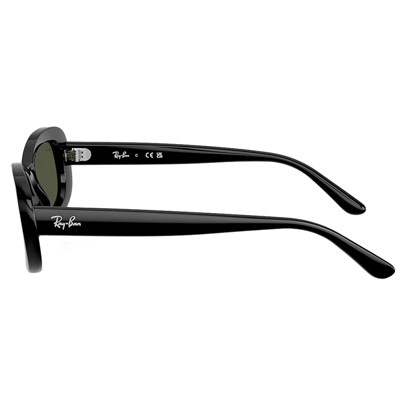 Side view of the RayBan RB2221 Sunglasses in Black, Green lens, unisex model