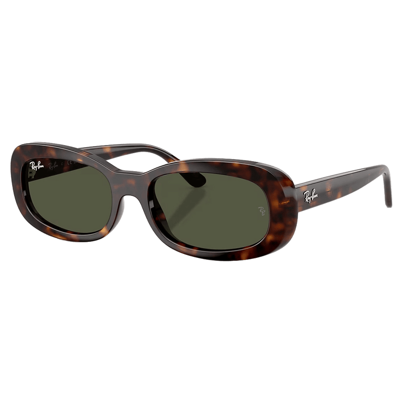 Main view of the RayBan RB2221 Sunglasses in Havana, Green lens, unisex model