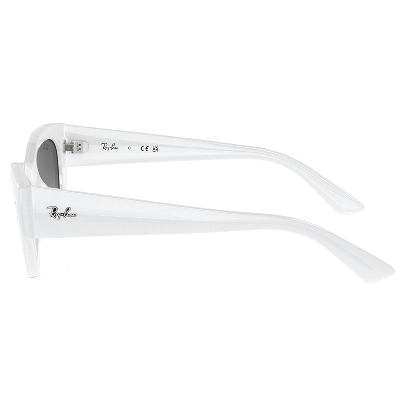Side view of the RayBan Zena Sunglasses in White colourway, unisex model