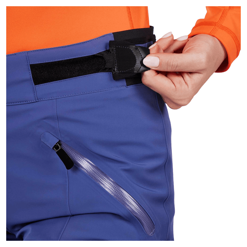 Waist view of the Rossignol BLACKSIDE Pants in FUTURE BLUE colourway, women model