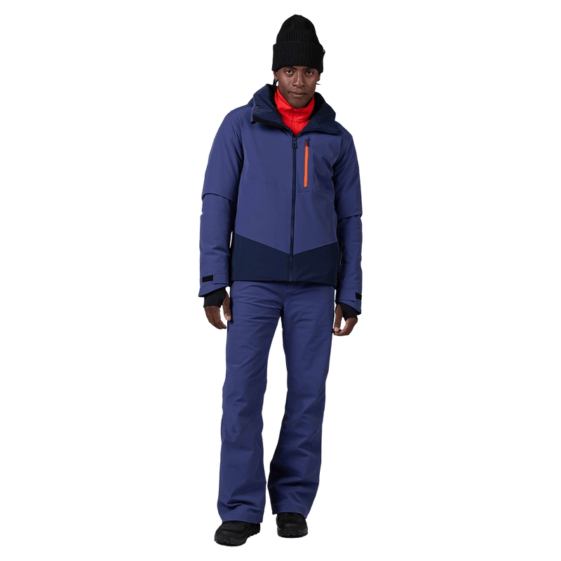 Full-body view of the Rossignol Blackside 2.0 Jacket in FUTURE BLUE colourway, men model
