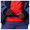 Powder skirt view of the Rossignol Blackside 2.0 Jacket in FUTURE BLUE colourway, men model