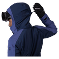 Hood view of the Rossignol Blackside 2.0 Jacket in FUTURE BLUE colourway, men model