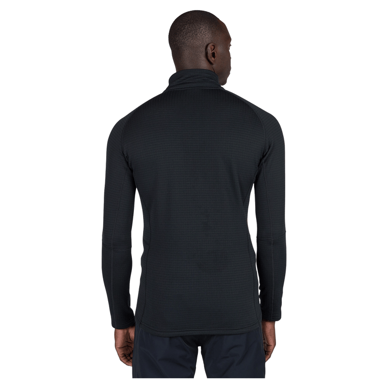 Back view of the Rossignol Blackside Half-Zip Fleece Top in Black colourway, men model