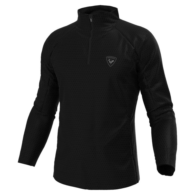 Main view of the Rossignol Blackside Half-Zip Fleece Top in Black colourway, men model