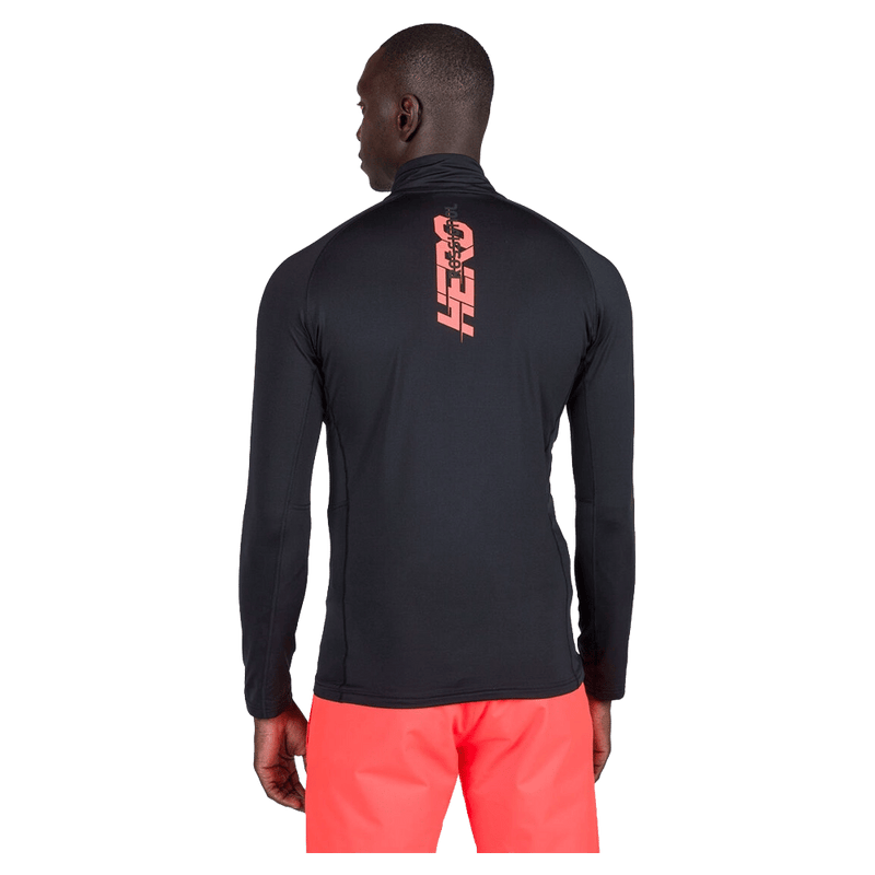 Back view of the Rossignol CLASSIQUE 1/2 ZIP Baselayer in Black colourway, men model