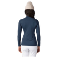 Back view of the Rossignol CLASSIQUE Half ZIP Baselayer in DARK NAVY colourway, women model