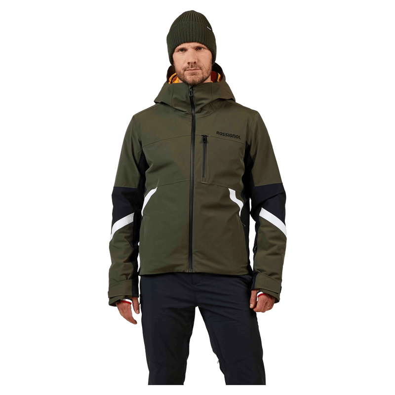 Front view of the Rossignol Ciastel Ski Jacket in Olive Shadow colourway, men model