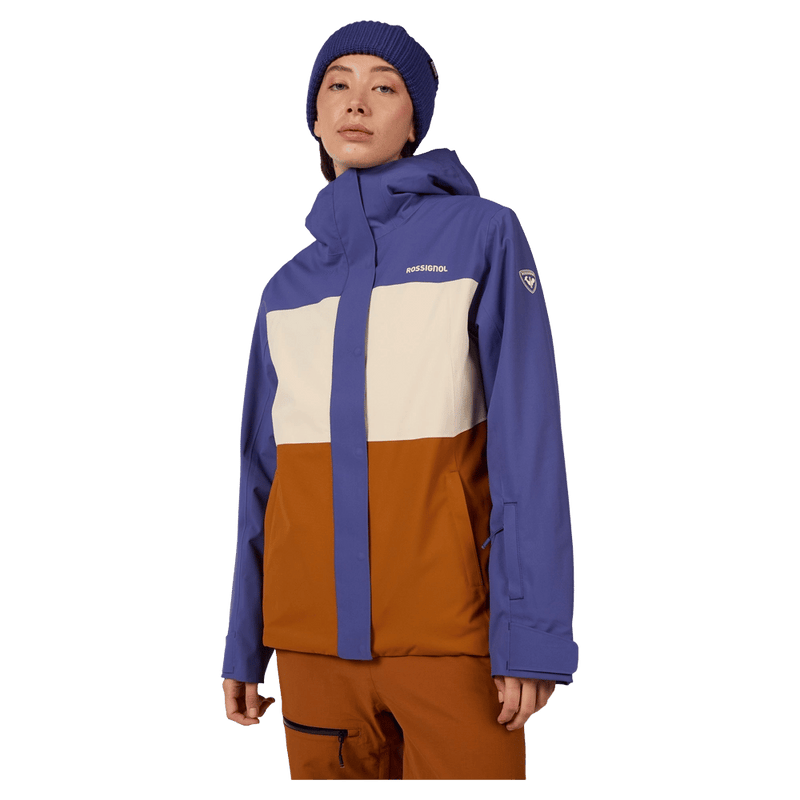 Front view of the Rossignol Desafio Shell 2L Ski Jacket in FUTURE BLUE colourway, women model