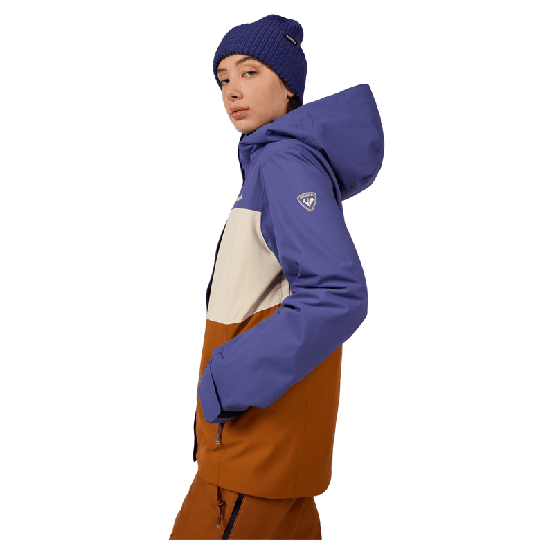 Side view of the Rossignol Desafio Shell 2L Ski Jacket in FUTURE BLUE colourway, women model