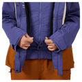 Powder skirt view of the Rossignol Desafio Shell 2L Ski Jacket in FUTURE BLUE colourway, women model