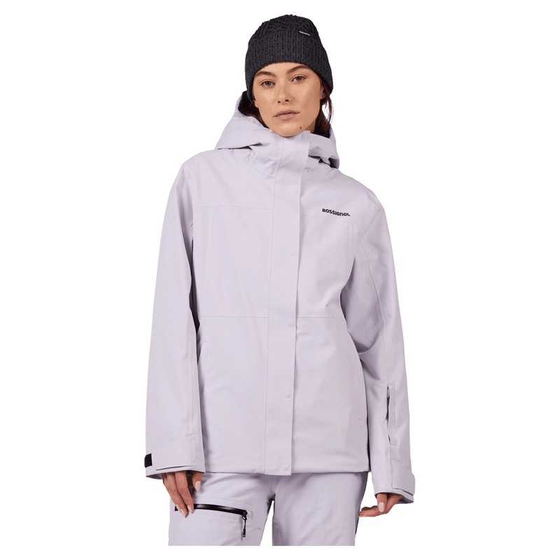 Front view of the Rossignol Desafio Shell 2L Ski Jacket in GALACTIC LILAC colourway, women model