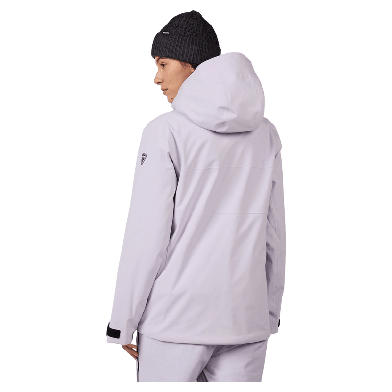 Back view of the Rossignol Desafio Shell 2L Ski Jacket in GALACTIC LILAC colourway, women model