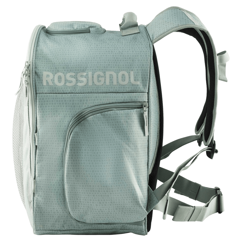 Side view of the Rossignol Electra Boot And Helmet Pack in Aqua colourway, women's model