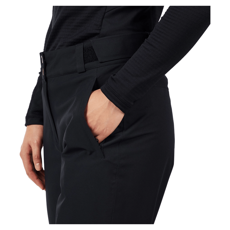 Detail view of the Rossignol Insulated Ski Pants in Black colourway, women model