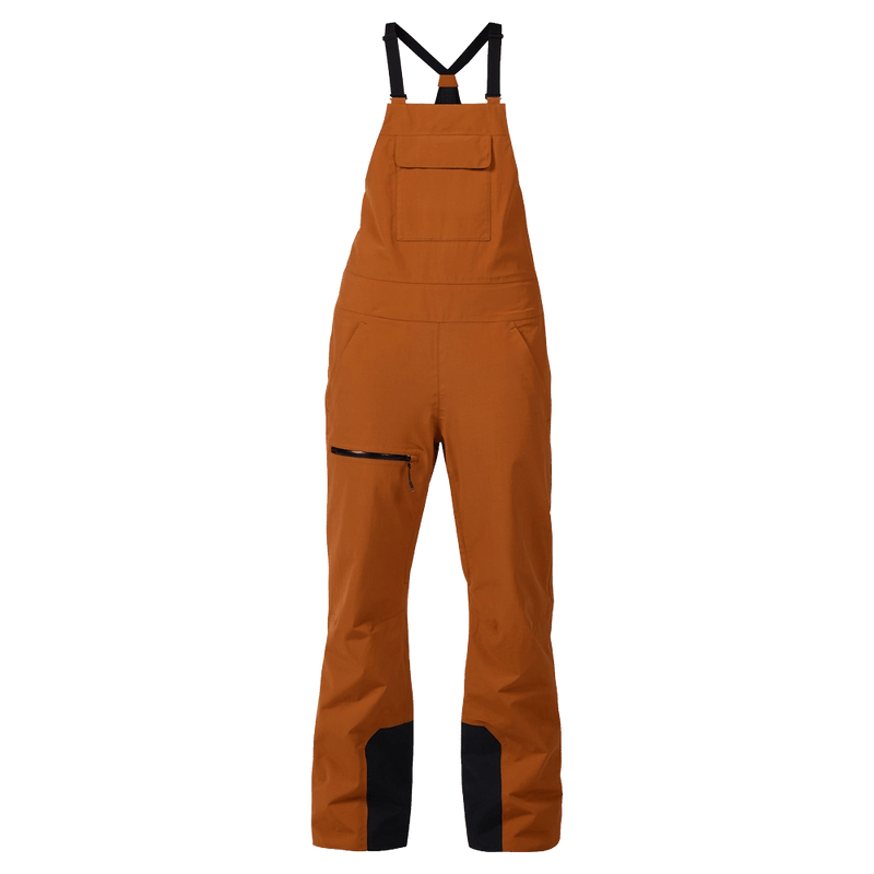 Main view of the Rossignol Outerlimits Insulated Bib in DEEP CARAMEL colourway, women model