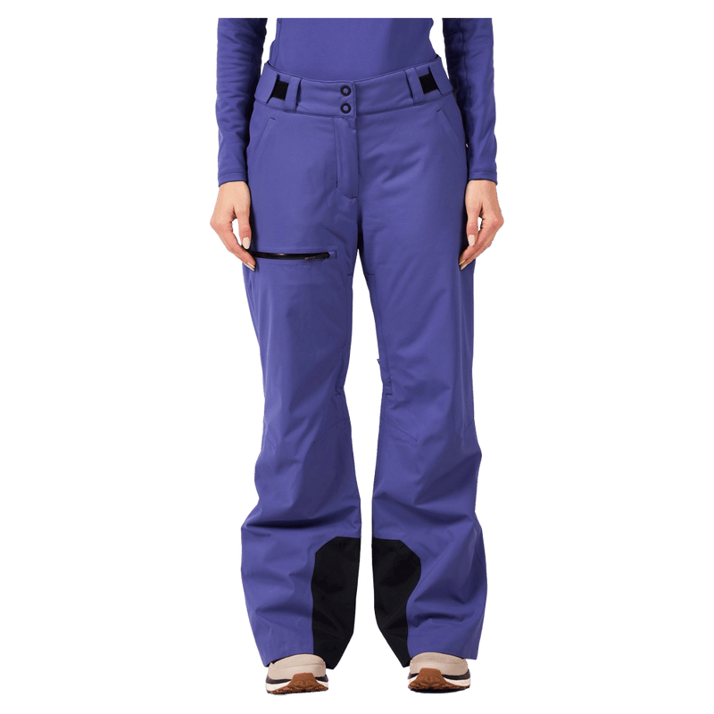 Front view of the Rossignol Outerlimits Insulated Ski Pants in FUTURE BLUE colourway, women model