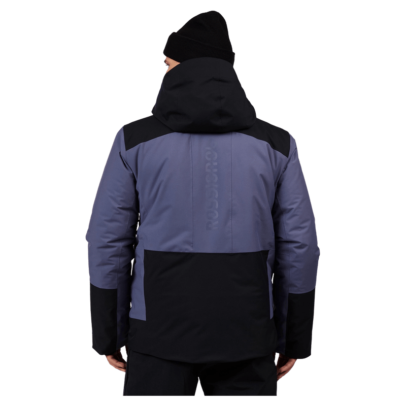 Back view of the Rossignol Rochrun Insulated Jacket in TRUE NIGHT BLUE colourway, men model