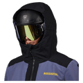 Hood view of the Rossignol Rochrun Insulated Jacket in TRUE NIGHT BLUE colourway, men model