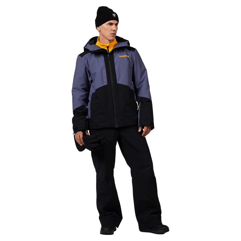 Full-body view of the Rossignol Rochrun Insulated Jacket in TRUE NIGHT BLUE colourway, men model