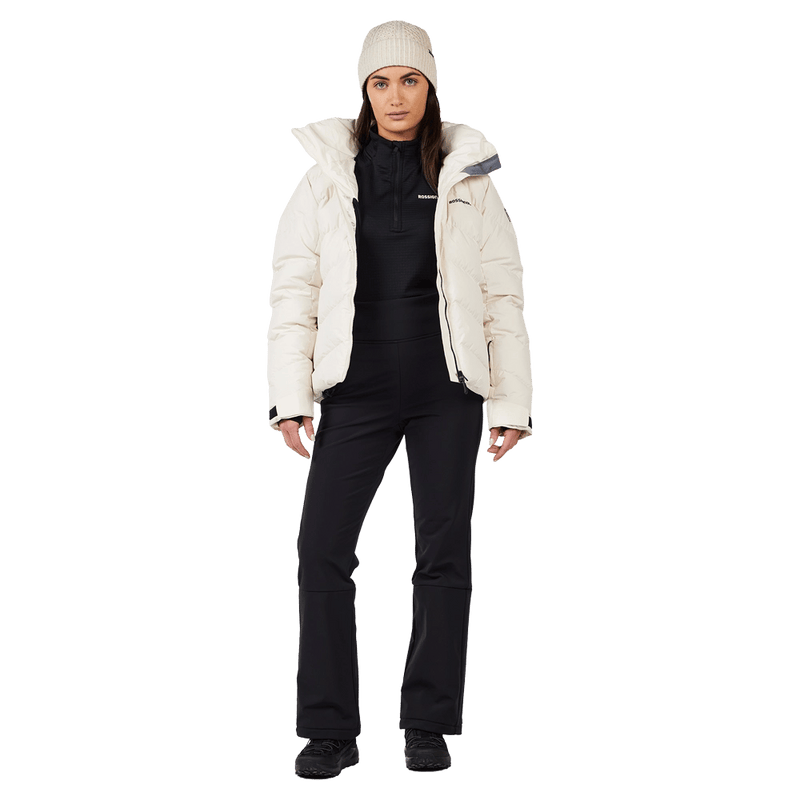 Full-body view of the Rossignol SOFTSHELL Ski Pants in Black colourway, women model