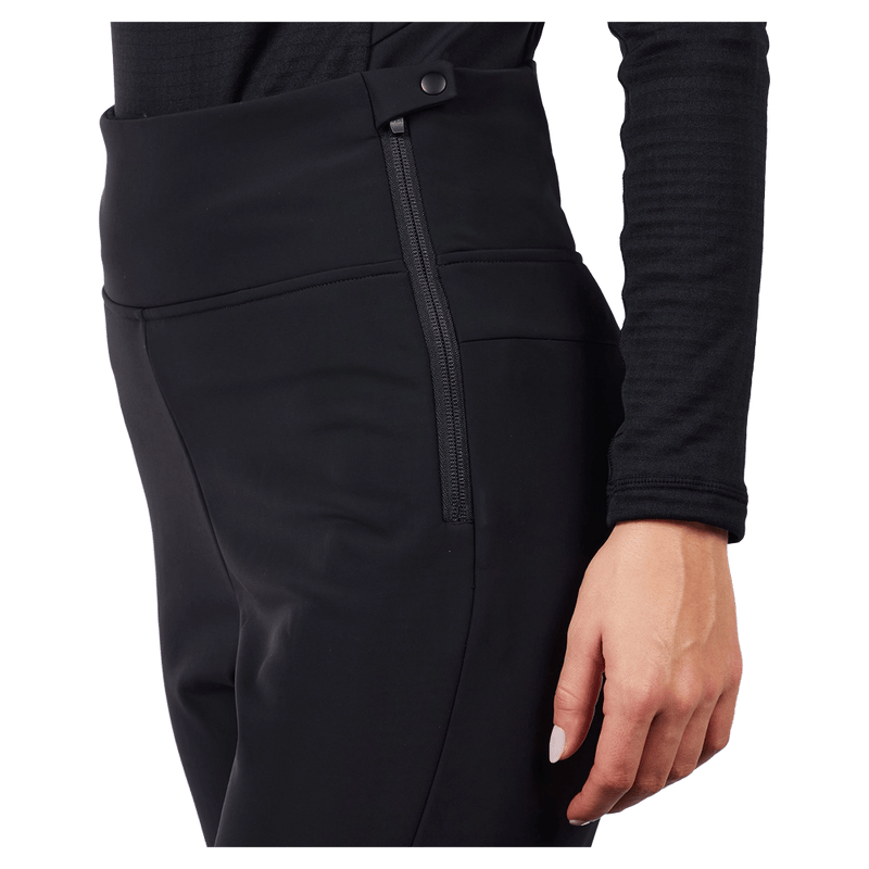 Waist view of the Rossignol SOFTSHELL Ski Pants in Black colourway, women model