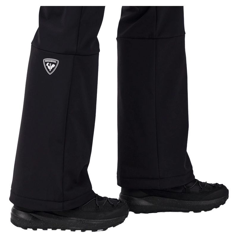 Detail view of the Rossignol SOFTSHELL Ski Pants in Black colourway, women model
