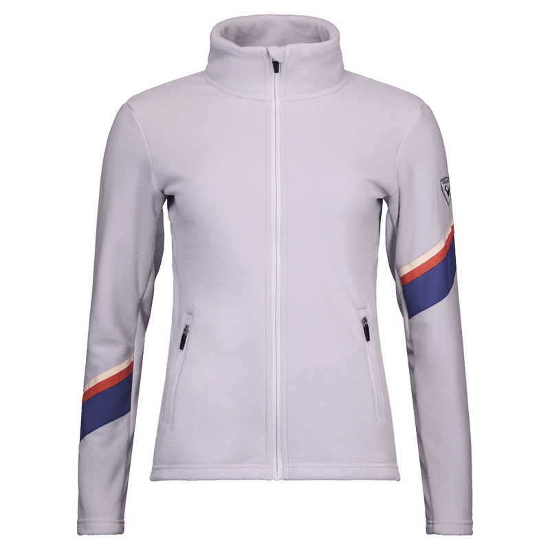 Main view of the Rossignol Strawpile Full-Zip Fleece Jacket in GALACTIC LILAC colourway, women model