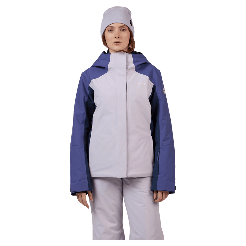 Front view of the Rossignol VELIKA INSULATED Jacket in GALACTIC LILAC colourway, women model