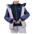 Powder skirt view of the Rossignol VELIKA INSULATED Jacket in GALACTIC LILAC colourway, women model