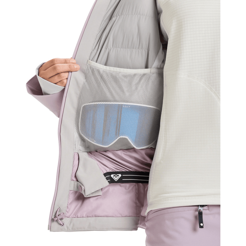View of women in Roxy Wild Twist Snowboard Jacket - Womens in colour Nirvana.