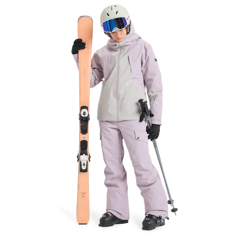 View of women in Roxy Wild Twist Snowboard Jacket - Womens in colour Nirvana.