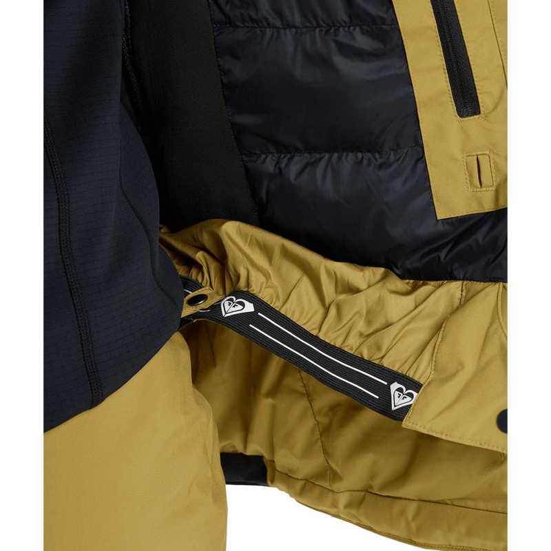 View of women in Roxy Wild Twist Snowboard Jacket - Womens in colour True Black.