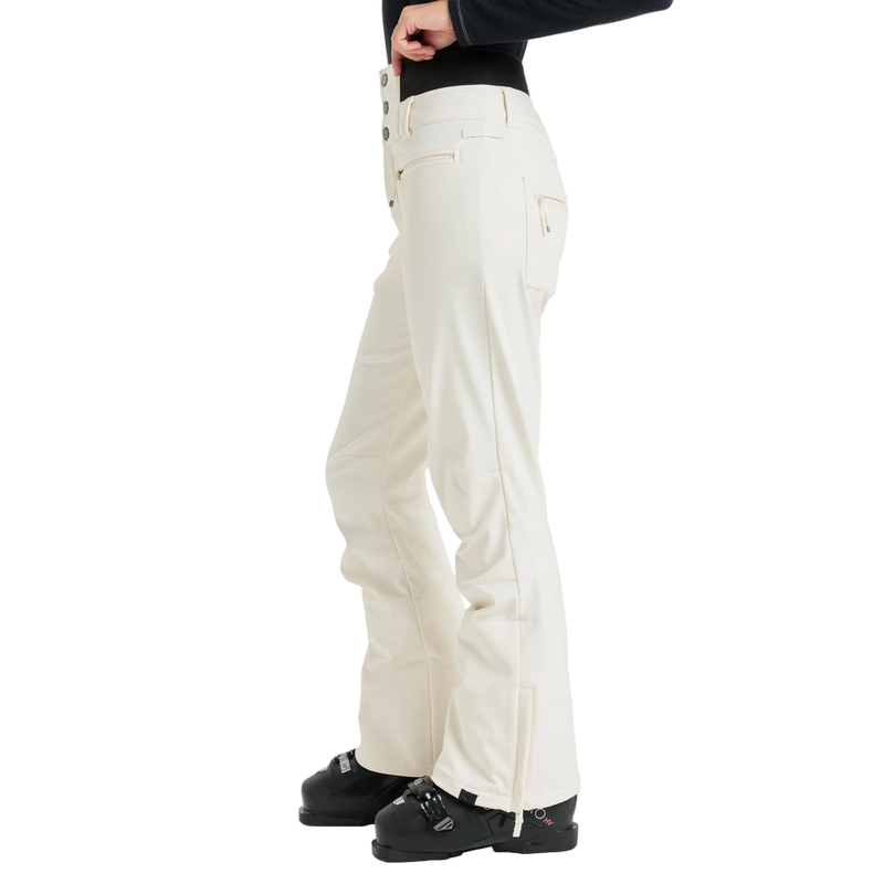 Side image of the Rising High Snowboard Pants - Womens in Whisper White