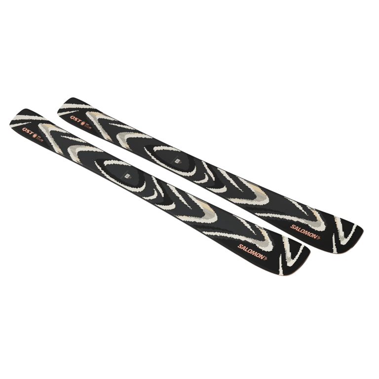 Side view of the SALOMON QST 94 Black Skis,  26/27 Unisex's model