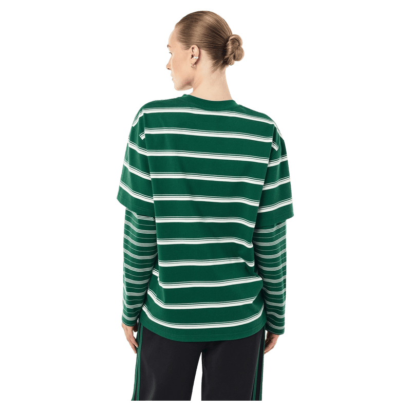Back view of P.E Nation Spark LS Tee - Womens in colour Amazon Stripe.